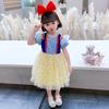 Vestido de Princesa Elsa para Niña Verano Nuevo Estilo Temática de Frozen Vestido de Moda Falda Abullonada para Niña Pequeña