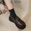 Mocassins de couro genuíno sapatos femininos sapatos pequenos de couro primavera e verão novos plataforma all-match slip-on Mary Jane jk sapatos de camada única