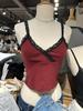 Estilo BM encaje estilo americano cuello en V ajuste ceñido chaleco interior para mujer bm corto ajuste ceñido puro sexy moderno top de tirantes