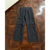 Pantalones cargo retro americanos transfronterizos multibolsillos para hombre y mujer, pierna recta holgada, estilo de pantalones casual de calle de nicho