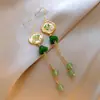 Nuevos pendientes de borlas de hojas de bambú de estilo chino para mujer, ligeros, de lujo, de alta gama, elegantes, 2024, nuevos pendientes únicos con explosiones.