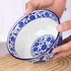 Tigela de Cerâmica para Sopa e Macarrão, Porcelana Azul e Branca de Alta Temperatura Tigela para Ramen Lanzhou, Tigela de Sopa Colorida com Salpicos de Óleo Sob Esmalte de 6 polegadas, Tigela de Macarrão Caracol