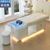 Cama de champú de terapia capilar LED de lujo con vapor de belleza y circulación de agua, cama de champú de terapia totalmente reclinable para salones de belleza