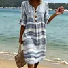 Novo Vestido Longo Cruzado com Decote em V, Babados e Botões 2026, Vestido Casual da Moda e Único para o Dia a Dia das Mulheres, Estilo Verão