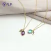 Transfronterizo 12 Colores Gota de Agua Piedra de Nacimiento Hoja Grabado DIY Collar Regalo de Vacaciones Collar del Día de la Madre Fabricante Suministro