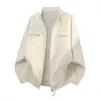 Jaqueta de lona lavada estilo americano, jaqueta curta de outono masculina com gola alta, top de workwear moderno