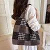 Bolsa de Lona 2026 de Gran Capacidad Nueva, Bolso Tote de Lana a Cuadros para el Trabajo, Bolso Chaleco para Mujer, Bolso de Hombro para Exteriores