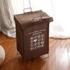Cesta de Lavandería de Algodón y Lino Impermeable Cesta para Ropa Sucia Cesta de Almacenamiento de Ropa Sencilla Japonesa con Soporte de Hierro Tela Plegable Cesta Cubo para Ropa Sucia