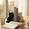 Enfeites de Marcadores de Livro de Gato Fofo Decoração de Mesa em Resina Suporte Criativo para Estante Par Preto e Branco Decoração de Casa Presente