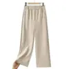 Calça casual fina de moda verão para mães de meia-idade, nova calça longa solta versátil com bom caimento de cintura alta que disfarça gordura corporal, calça de perna reta