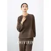 Camiseta Básica Casual Solta Gola Redonda Manga Longa para Mulheres 2026 Outono e Inverno Novo Estilo Elegante Roupa de Trabalho Simples Moda Top