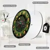 Reloj de Pared de Alto Gama Transfronterizo con Efecto 2D Hoja Verde Moda Creativo Decorativo de Cuarzo Sala de Estar Silencioso de Madera