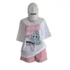 Camiseta holgada de manga corta con estampado para niña, estilo informal, a la moda y antiedad, bonita y combinable para verano