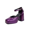 Nuevas Sandalias Cuadradas Europeas y Americanas, Punta Cerrada, Sandalias Caladas, Tacones Gruesos Altos, Tallas 40-43, Zapatos de Talla Grande, Zapatos de Comercio Exterior