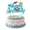 Guarda-sol boia de natação óculos de sol cartão de bolo de feliz aniversário para praia decoração de festa de aniversário de piscina plug-in