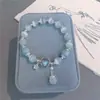 Pulseira Borboleta de Cristal de Vidro para Mulheres, Design de Nicho Ins, Pulseira Luar Cinza, Pulseira DIY, Presente para Estudantes
