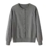 Cárdigan Suéter de Punto para Mujer Manga Larga Cuello Redondo Algodón Jaspeado Ropa de Abrigo para Primavera y Otoño Suéter Delgado 100% Algodón Abrigo