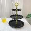 Plato de Frutas de Tres Niveles Plástico Estilo Europeo Pequeño Sala de Estar Hogareño Plato de Exhibición de Dulces y Bocadillos Bandeja para Pasteles Estante para Bocadillos Otros