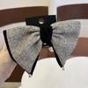Novo estilo coreano retro elegante tecido costura de cetim laço presilha de mola anel de cabelo tipo "intestino grosso" borda de cor sólida anel de cabelo