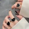 Nueva versión coreana de anillo de amor con pegamento de gota de industria pesada de alta calidad con diseño femenino, anillo de dedo índice abierto con textura, accesorios al por mayor