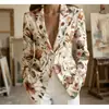 Traje de Mujer de Botón Único con Solapa de Pico, Rayas Florales, Atmósfera de Halloween, Sensación de Alta Gama, Impresión Digital 3D