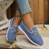Nuevos Zapatos Casuales Cómodos de Talla Grande para Mujer Verano 2026 Hebilla Metálica Color Sólido Planos sin Cordones