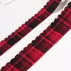 Cinta a Cuadros con Borde de Felpa Decoración Navideña Cinta de Encaje a Cuadros Rojo y Verde Accesorios para Diadema con Lazo DIY Cinturón