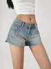 Shorts de Mezclilla Sexy de Cintura Baja para Chica Americana Caliente 2025 Verano Nuevo Versátil Adelgazante Casual Pantalones Cortos para Mujer