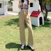 Calça Jeans Larga de Cintura Alta Cor Vibrante Estilo Outono Inverno Caimento Casual Solta para Mulheres e Crianças