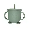 Taza con Popote para Bebé, Taza de Aprendizaje para Beber de Silicona de Grado Alimenticio, Doble Asa de Agua con Escala, Taza de Leche para Niños, Convenientes Suministros para Maternidad e Infancia