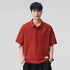 Camisa polo Xintang para hombre con doble bolsillo en el pecho, corte amplio casual americano, seersucker de 125g, camiseta de manga corta de marca