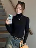 Nova Camada Base de Tricô Feminina Outono Inverno Roupa Íntima Gola Alta Slim Fit Suéter Gola Alta Cor Maillard Conjunto Top