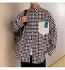 Camisa de manga larga con estampado de diamantes en blanco y negro para hombre, marca de moda, chaqueta de camisa casual elegante, diseño de alta gama para otoño, camisa de trabajo