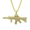Europeu e americano hip-hop criativo novos acessórios masculino diamante incrustado ak47 submetralhadora pingente colar pingente