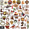 52 Piezas Marrón Vaquero Occidental Bordado Parche Decorativo para Chaqueta Etiqueta Bordada Bordada Bordada