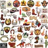 52 Piezas Mezcladas Tema Vaquero de Mezclilla Parches de Tela Bordados Parche para Parche de Parche para Parche para Cráneo de Parche para Ropa Cactus Decorativo