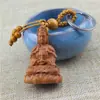 Chaveiro Pingente Criativo Esculpido Tridimensional em Madeira de Pessegueiro Pixiu Auspicioso Cabacinha Pingente de Presente para Exposição