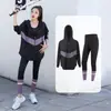 Roupa esportiva tamanho grande com zíper solto, capuz, afina o quadril, conjunto de três peças com leggings, roupas de yoga para mulheres com sobrepeso, atacado