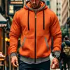 Sudadera con capucha y mangas largas de color liso y bloques de color para hombre, superventas transfronteriza, con cordón y cierre de cremallera, en un estilo deportivo casual de color liso