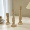 Candelabro de madera con forma de columna romana vintage de estilo francés, para sala de estar, mesa de comedor, decoración, accesorios para fotos, adorno, vela roscada.