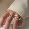 Anel de Laço Rosa Doce com Diamante para Mulheres Usarem Elegante e Fashionável Anel Aberto de Prata S925 Anel para Dedo Indicador