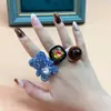 Anel de Resina Novo Transfronteiriço Moda de Nicho Brilhante Anel de Urso Totalmente Cravejado de Diamantes Quadrados e Redondos Acessórios de Mão Brilhantes