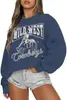Talla Europea TransfronterizaTalla Europea Transfronteriza Sudadera Occidental para Mujer Kelxjia con Estampado de Vaquero Pulóver