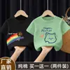 Estilo Verano 2025 Mediana y Grande Niños 100% Algodón Camiseta de Manga Corta para Niñas Moda Bebé Versátil Cuello Redondo Top Estampado