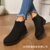 Botines Talla Grande Transfronterizos para Mujer 2026 Primavera Otoño Nuevos Botas Martin Punta Redonda Tacón Grueso Tacón Medio Elásticos Chelsea para Mujer