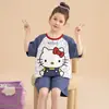 Pijama de verano para niña, fino, de algodón para niños, traje de manga corta y shorts, ropa de casa linda de dibujos animados para niñas