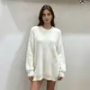 Suéter Pulôver Gola Redonda Cruzado de Veludo Imitação de Minky para Mulheres, Novo Estilo Outono e Inverno, Solto, Macio, Tricô Grosso para Roupa Externa