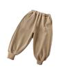 Pantalones de invierno para niños con forro polar de terciopelo aoli, pantalones casuales de color sólido, pantalones con cordón para niños y niñas