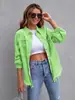 Jaqueta Jeans Nova Europeia e Americana Transfronteiriça para Mulheres Cor Sólida Jaqueta Solta Rasgada Manga Longa Camisa Jeans Feminina