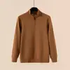 Sudadera casual de hombre con media cremallera, tejido gofrado de terciopelo, manga larga, top cómodo y cálido para otoño e invierno, camiseta interior